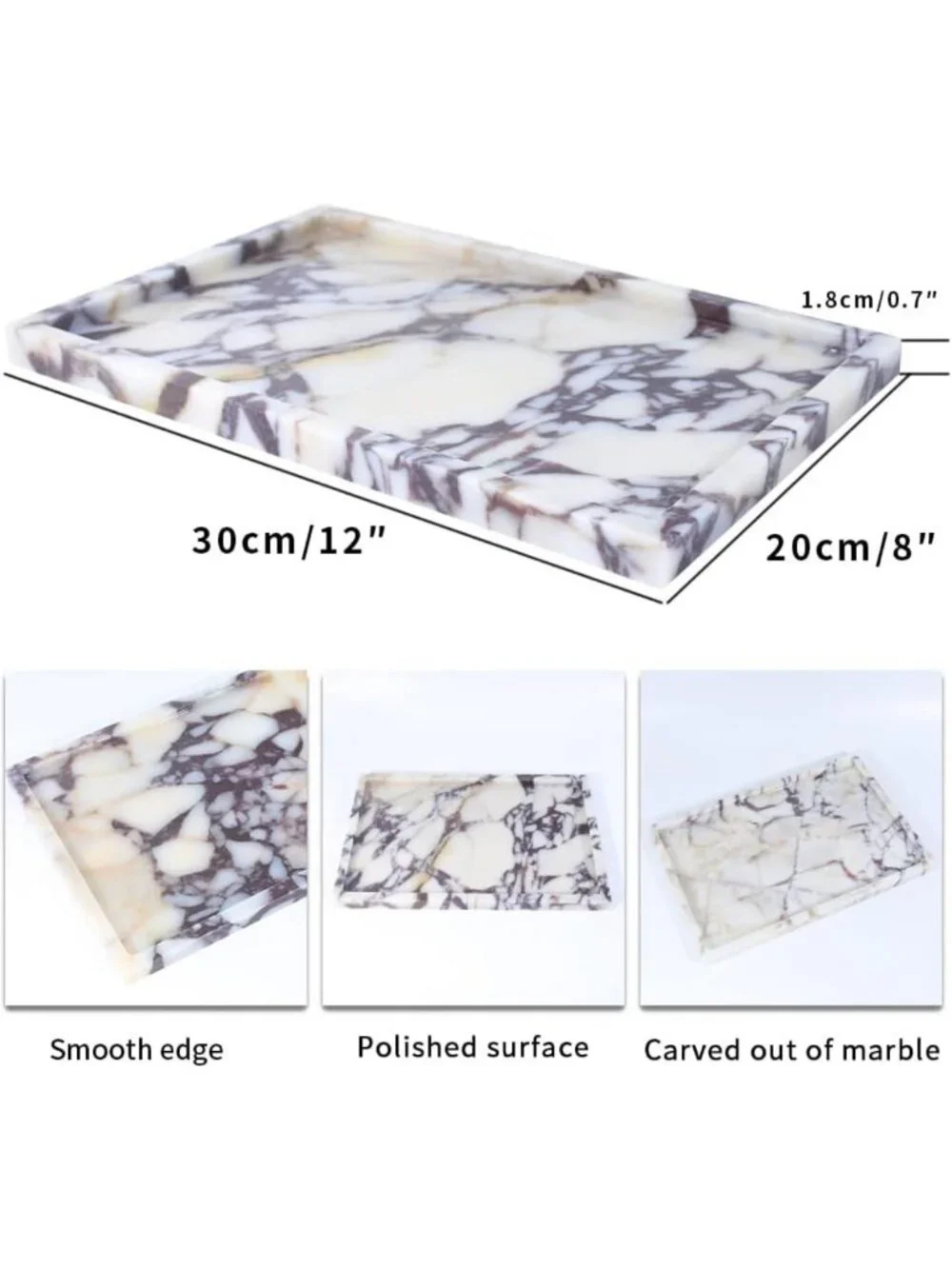 Luxurious Natural Marble Vanity Tray - Elegant Home Decor for Bathroom & Kitchen